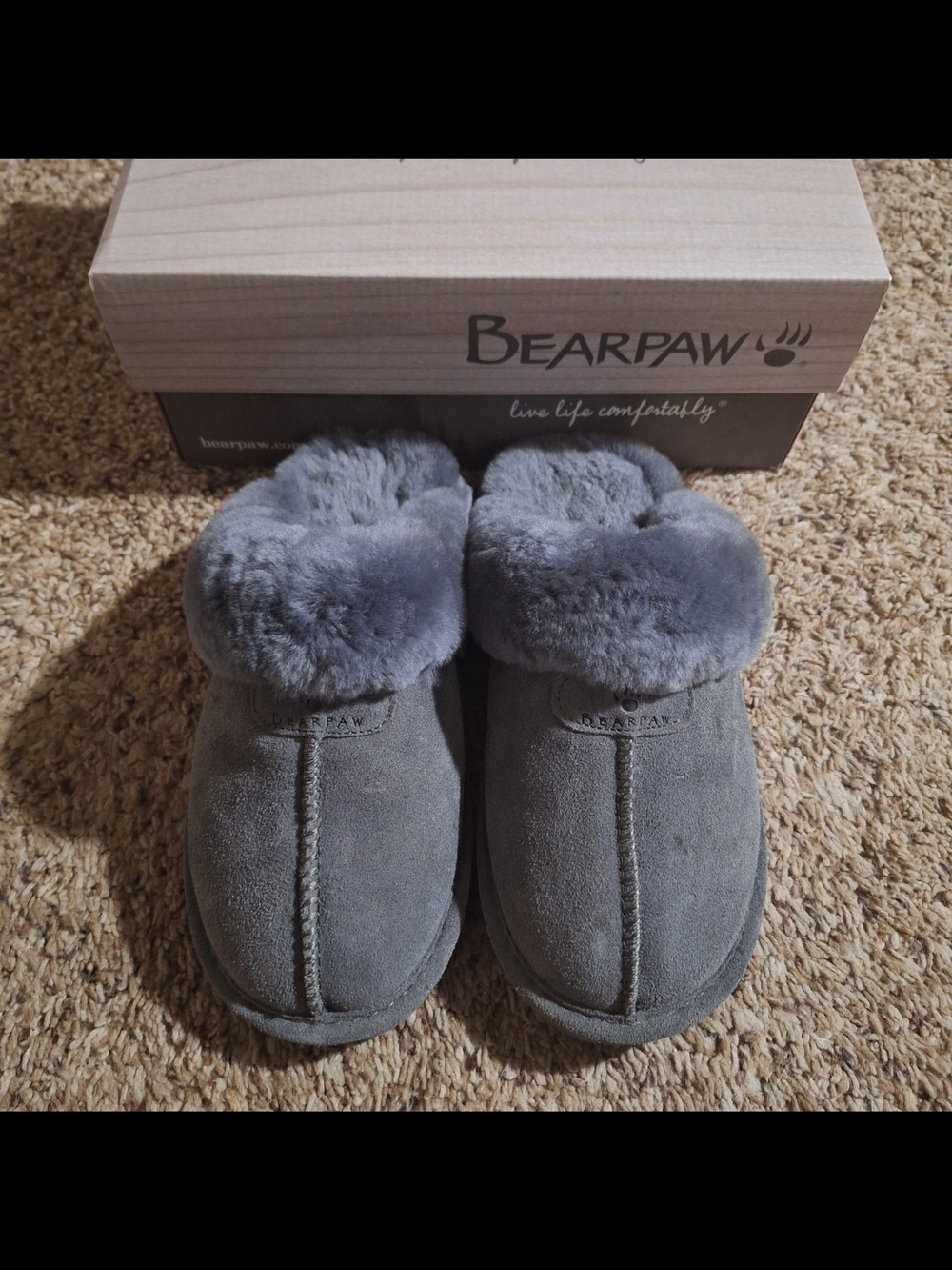 Bearpaw Loki II Charcoal Grey Fuzzy Slippers Size 8